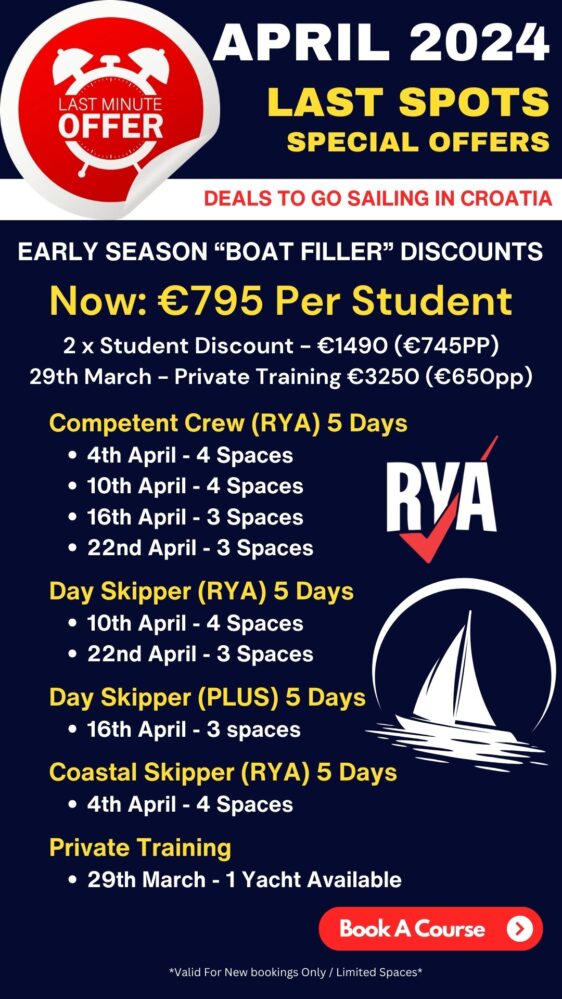 Sailing School Croatia April 2024 RYA Sail training and powerboat courses
