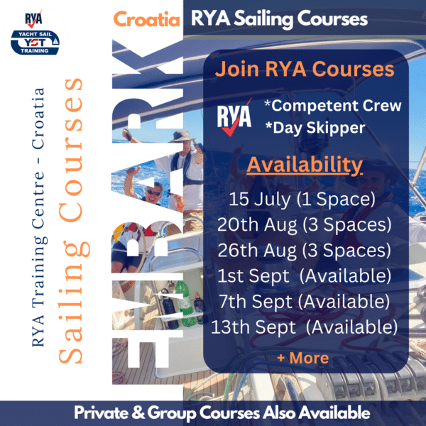 Rya Sailing courses Yacht Sail training Milna Brac Island
